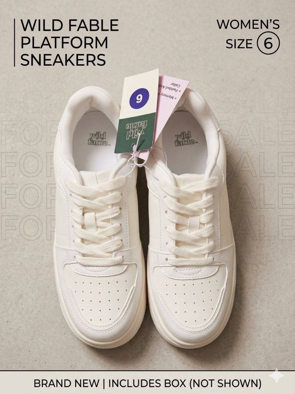 Wild Fable White Classic Low-Top Lace Sneakers